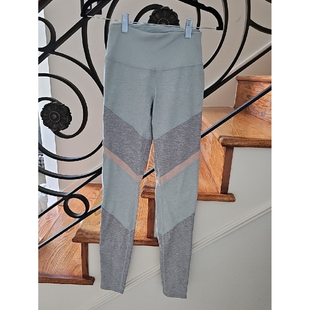 Alo Yoga Colorblock Chevron High Waist Leggings Mint Gray Peach Small